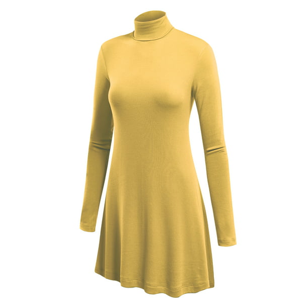 *NEW Women’s Junior Size Medium Skater Fit Long Sleeve Mustard Yellow Tunic Top